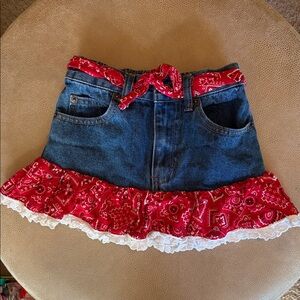 kiddie Korral Red Bandana Denim Mini Skirt Girls Size 5